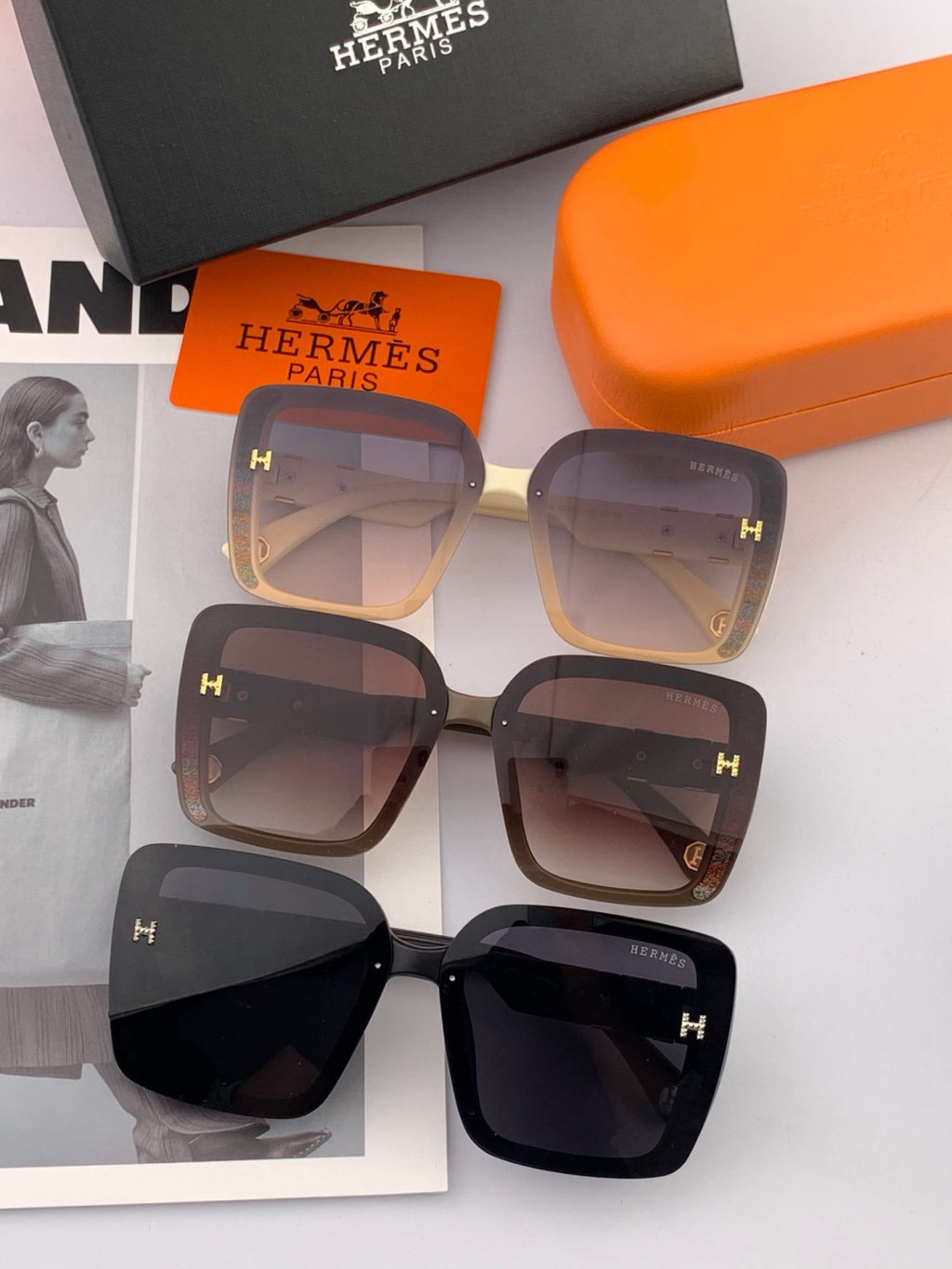Hermès H2304 Square Pink Lens Sunglasses for Men & Women - 466442 - detail image 7