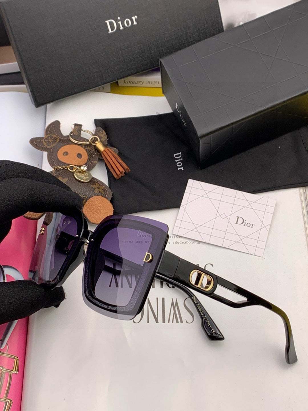 Dior CD9988 Polarized Square Pink Lens Sunglasses for Men & Women - 465273 - detail image 2