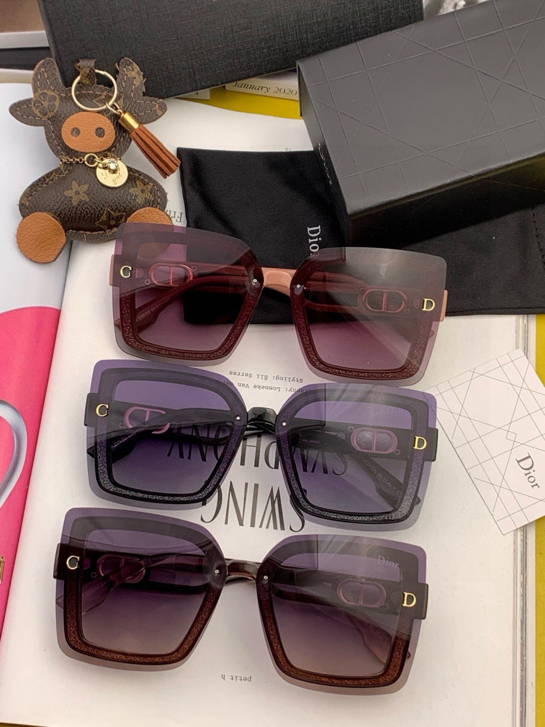 Dior CD9988 Polarized Square Pink Lens Sunglasses for Men & Women - 465273 - detail image 4