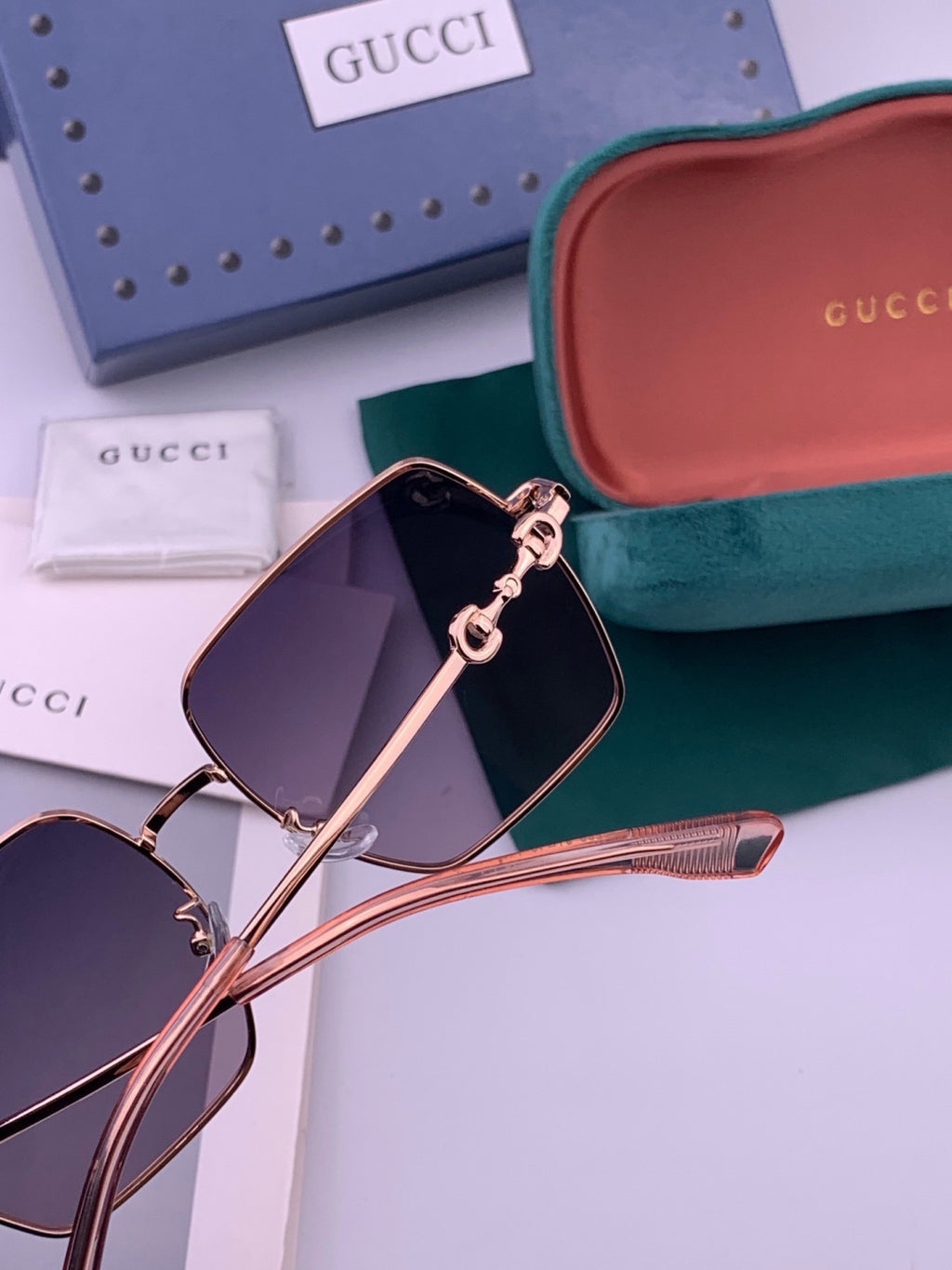 Gucci G5225 Square Brown Lens Sunglasses for Men & Women - detail image 4