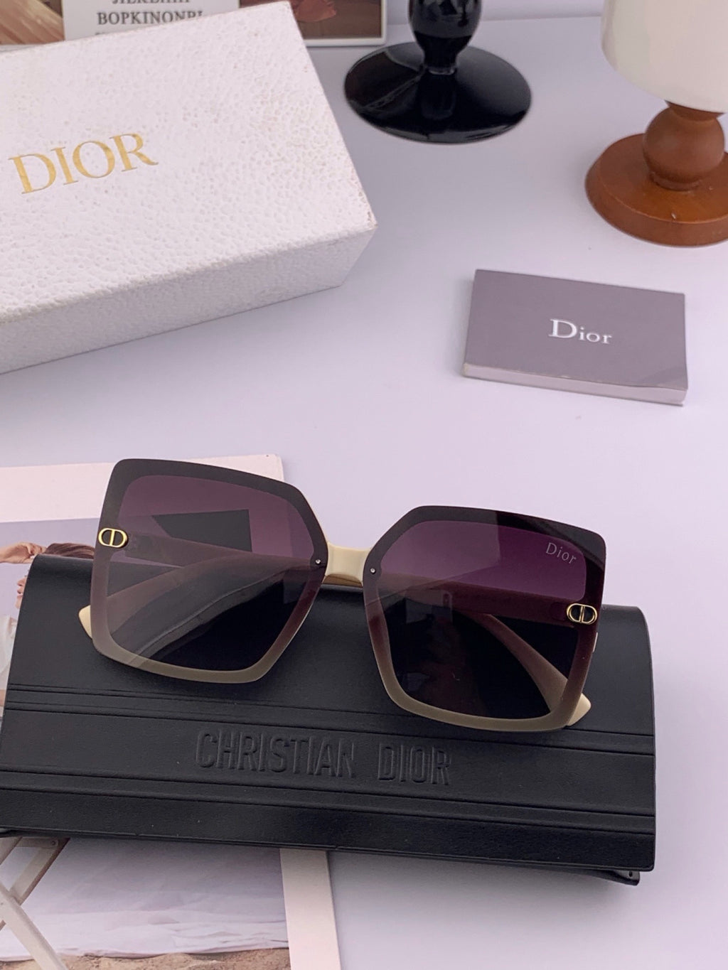 Dior CD4971 Polarized Square Gold Lens Sunglasses for Women - detail image 6