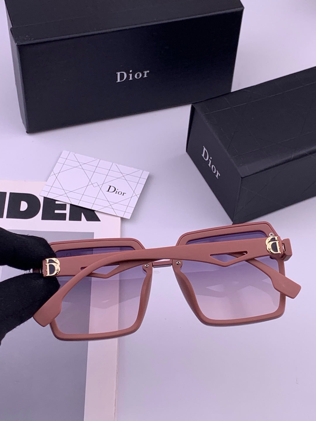 Dior CD092 Polarized Square Red Lens Sunglasses for Women - detail image 4