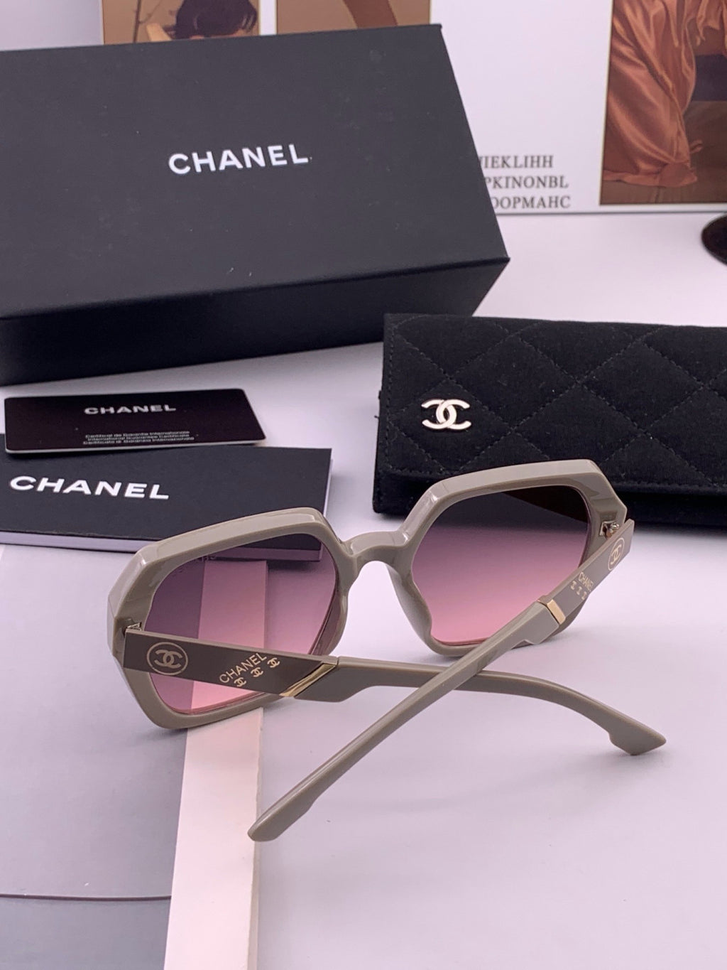 Chanel CH84022 Oversized Black Lens Sunglasses for Men & Women - 465121 - detail image 5