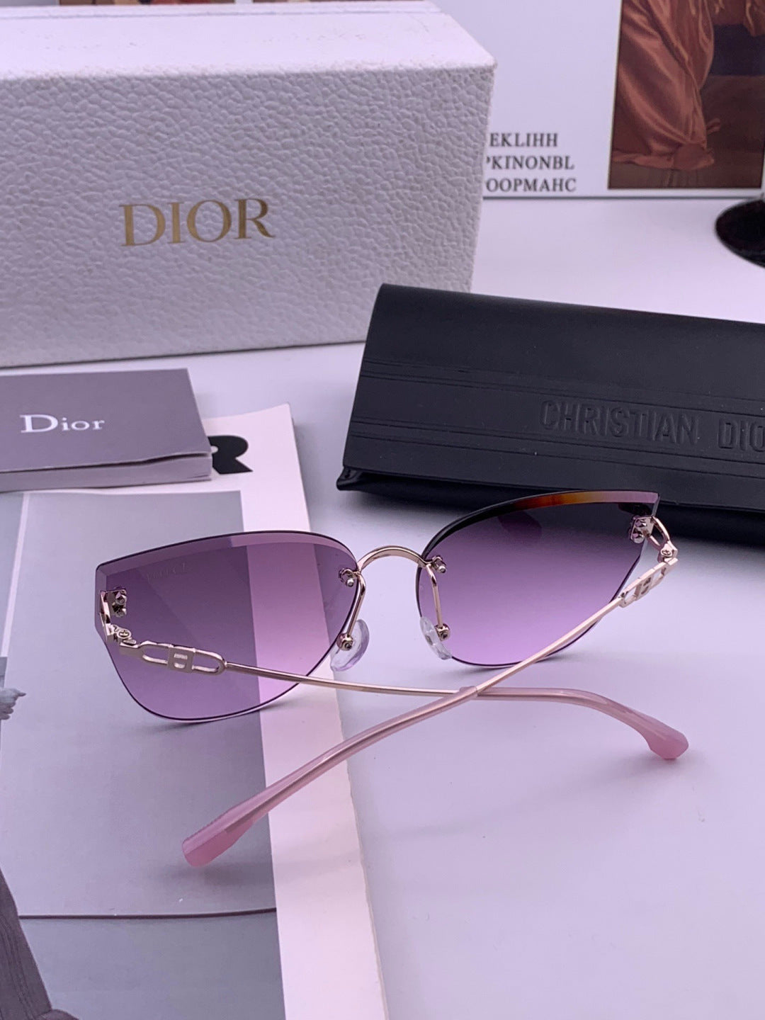 Dior CD3251 Lightweight Rimless Brown Lens Sunglasses for Women - detail image 4