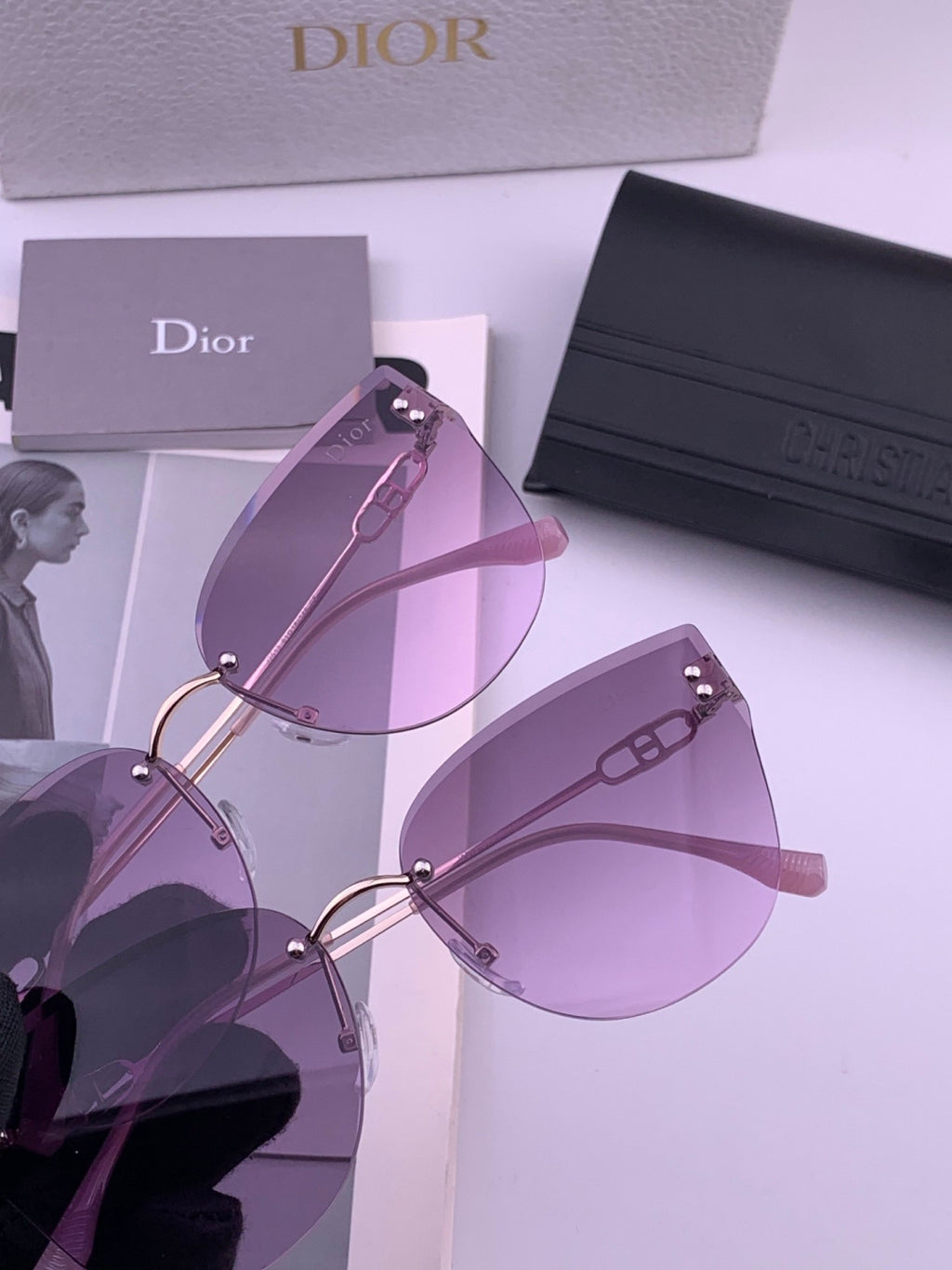 Dior CD3251 Lightweight Rimless Brown Lens Sunglasses for Women - detail image 3