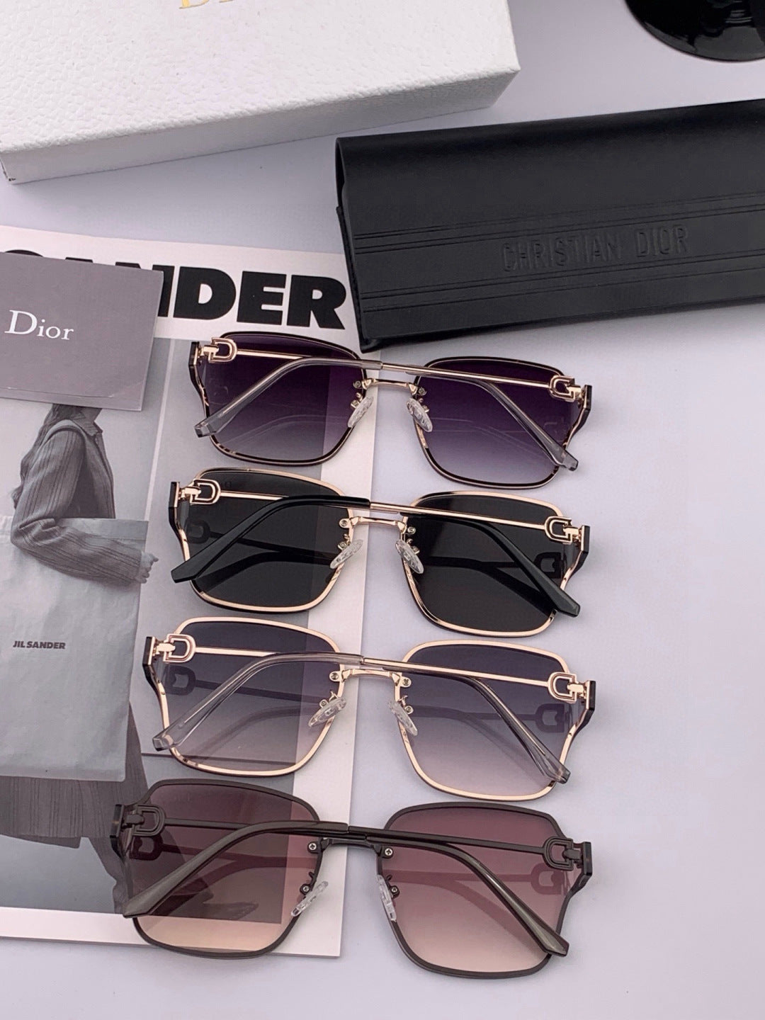 Dior CD95810 Lightweight Rimless Red Lens Sunglasses for Women