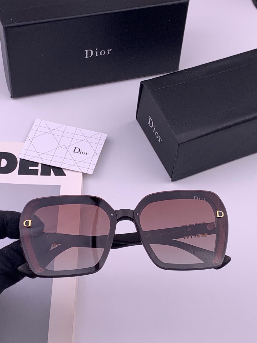 Dior CD3290 Polarized Square Gold Lens Sunglasses for Women - detail image 7