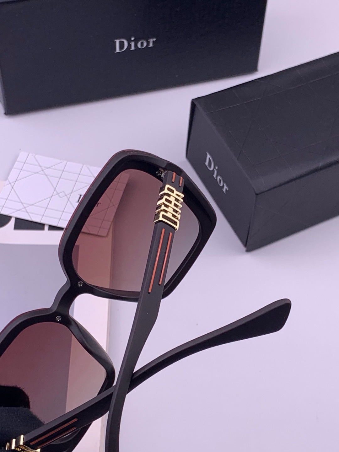 Dior CD3290 Polarized Square Gold Lens Sunglasses for Women - detail image 4