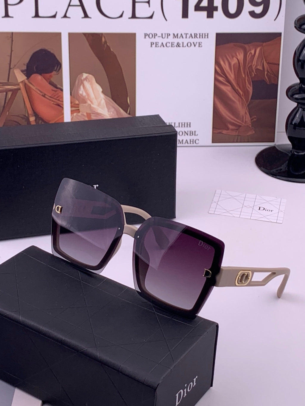 Dior D2292 Polarized Square Gold Lens Sunglasses for Men & Women - detail image 2