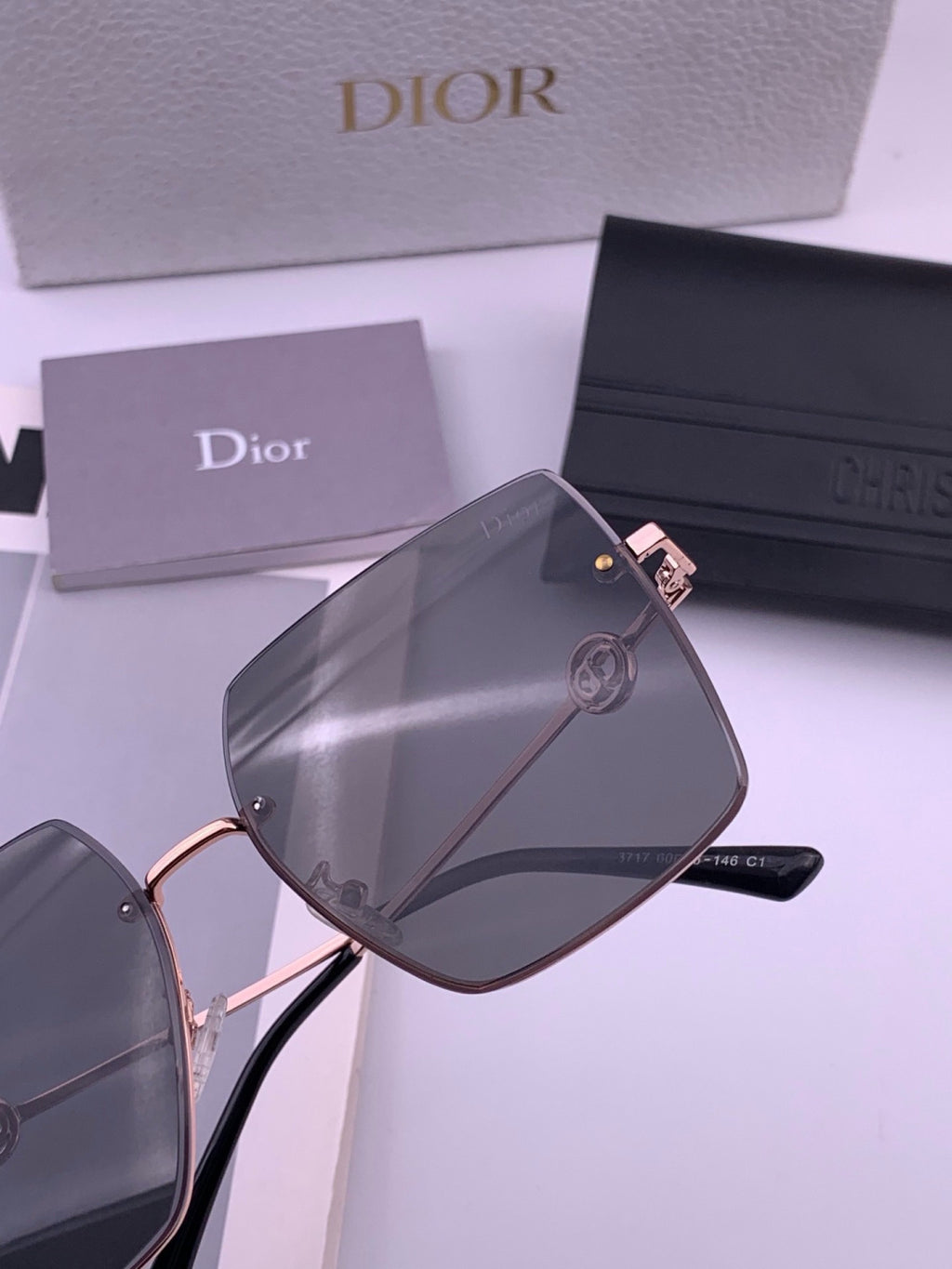 Dior CD7371 Lightweight Rimless Black Lens Sunglasses for Women - 486706 - detail image 6