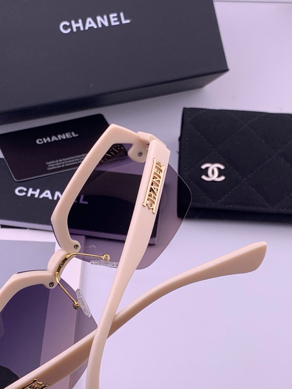 Chanel CH1250 Polarized Square Gold Lens Sunglasses for Women - detail image 4