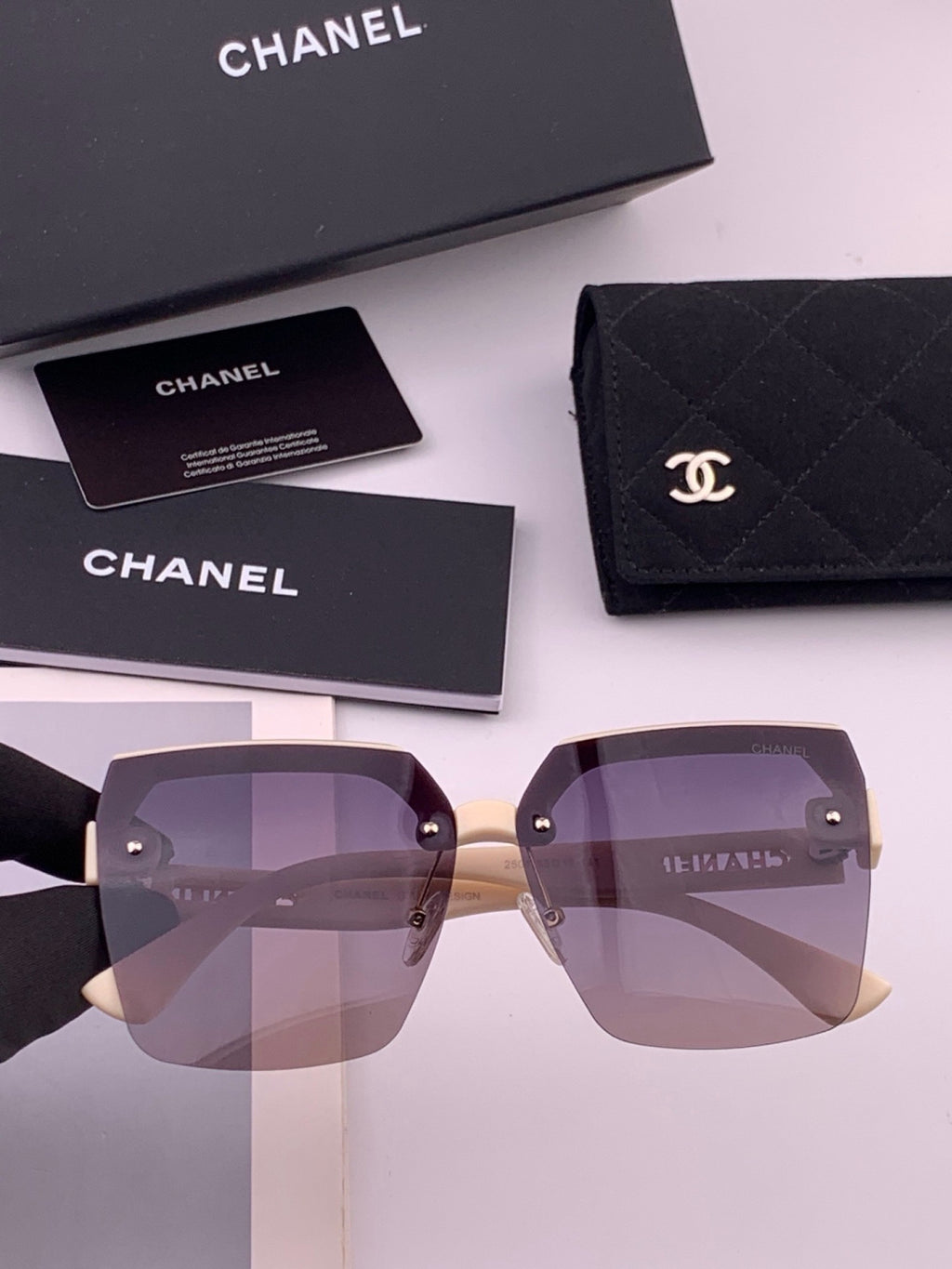 Chanel CH1250 Polarized Square Gold Lens Sunglasses for Women
