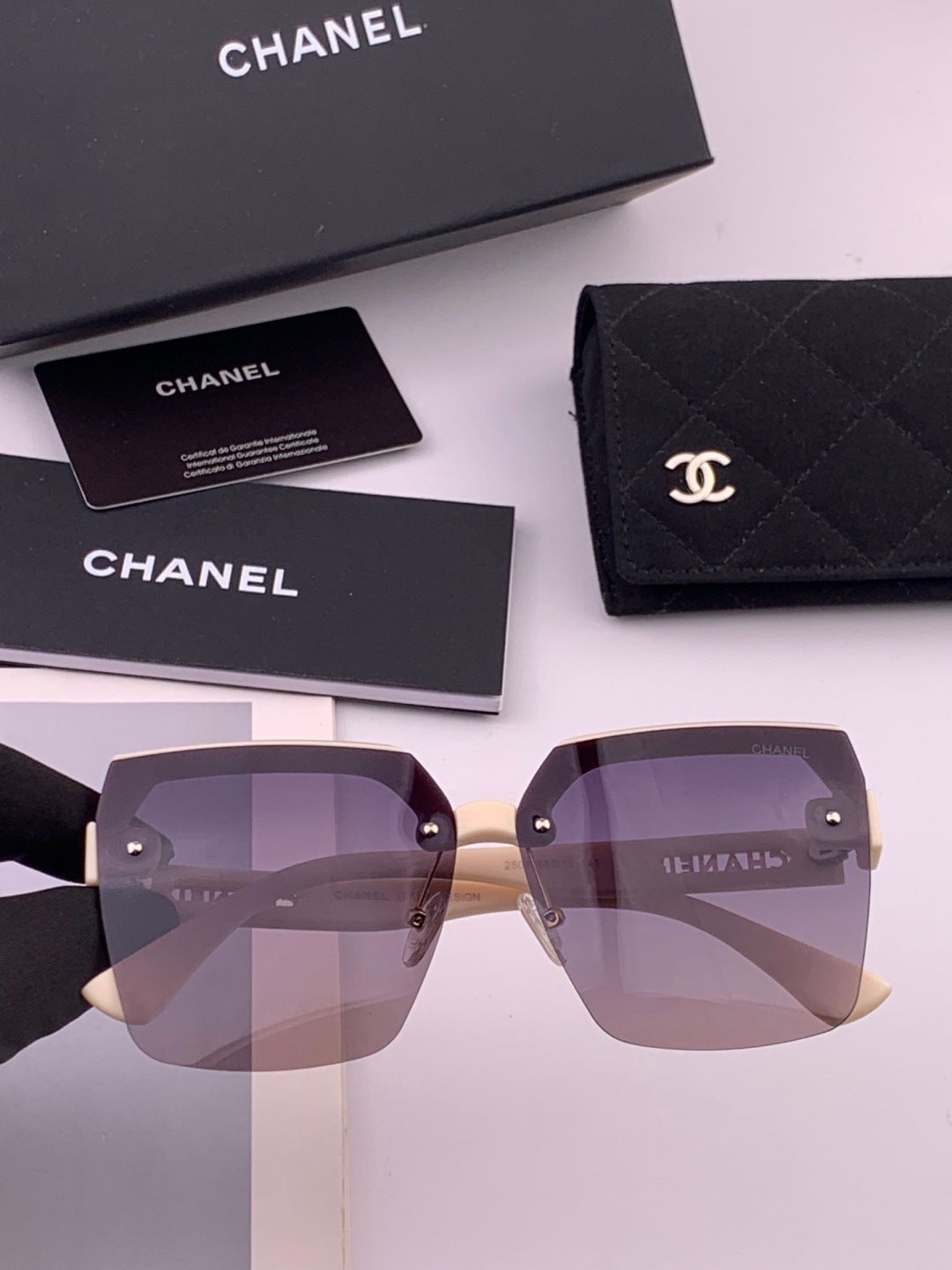 Chanel CH1250 Polarized Square Gold Lens Sunglasses for Women