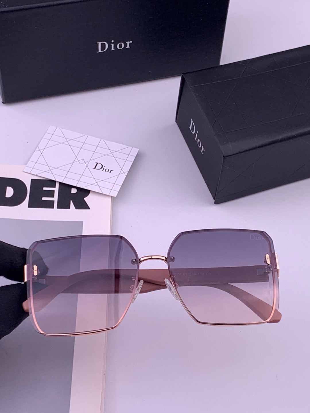 Dior CD0238 Polarized Square Red Lens Sunglasses for Women