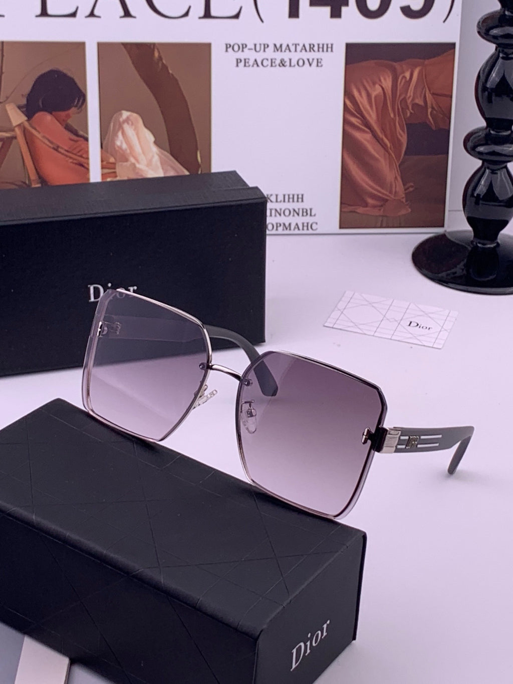 Dior CD0238 Polarized Square Brown Lens Sunglasses for Women - detail image 2
