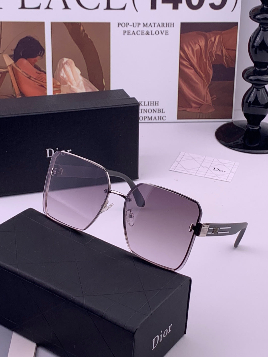 Dior CD0238 Polarized Square Brown Lens Sunglasses for Women - detail image 2