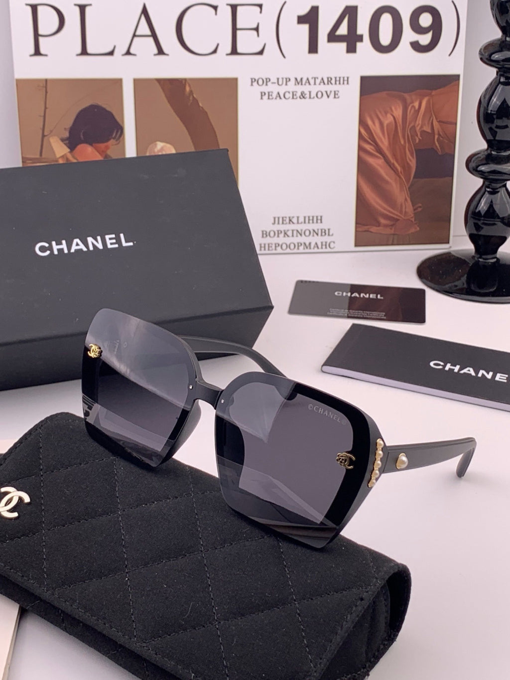 Chanel CH6994 Polarized Oversized Gold Lens Sunglasses for Men & Women - detail image 2