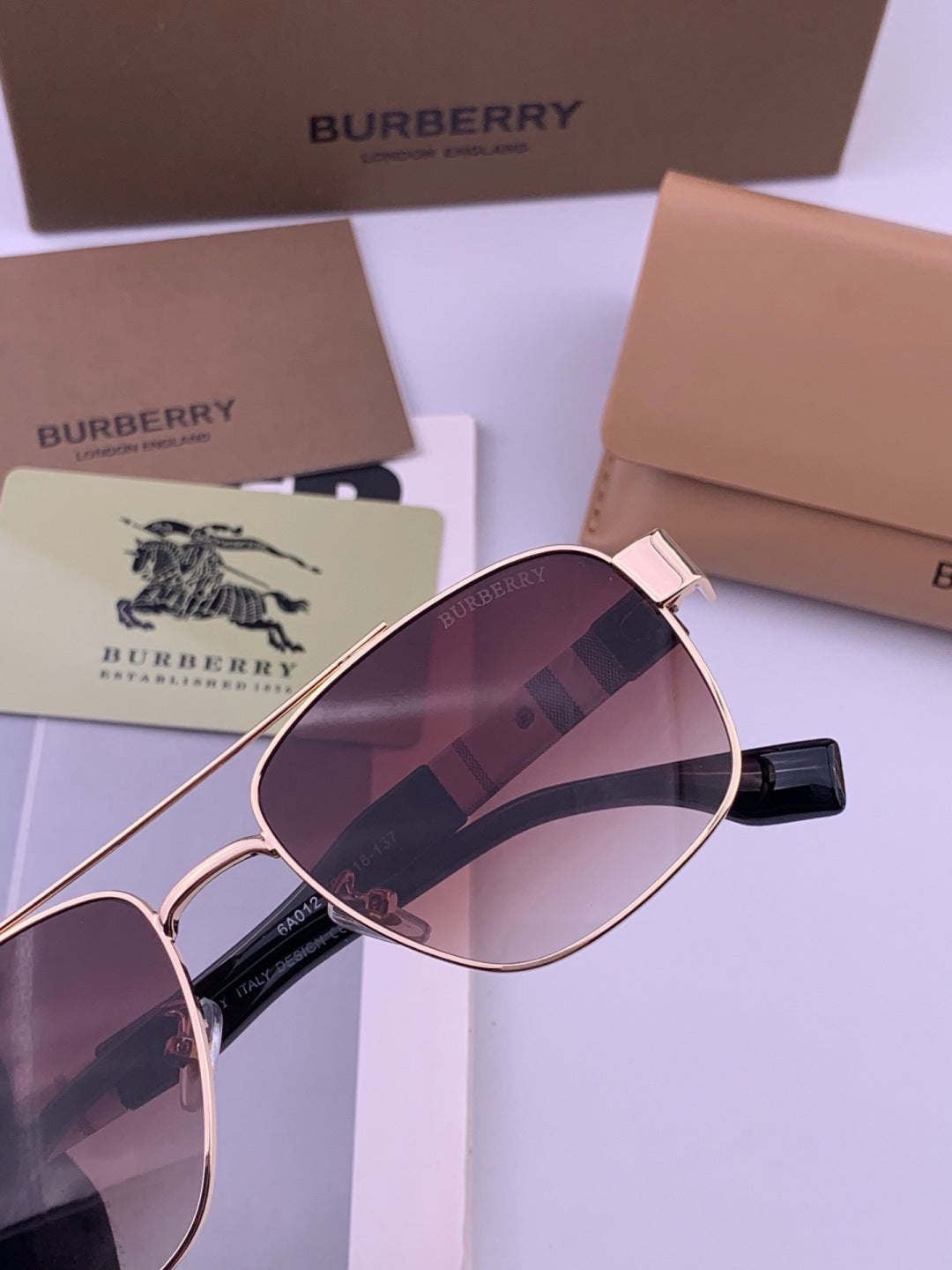 Burberry B201 Aviator Black Lens Sunglasses for Men - detail image 4