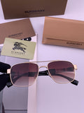 Burberry B201 Aviator Black Lens Sunglasses for Men