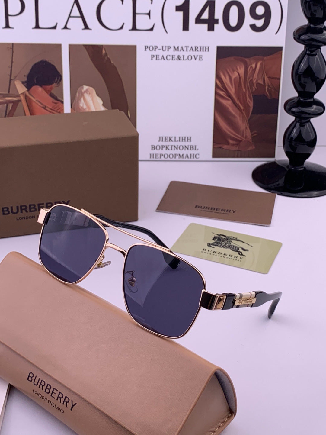 Burberry B201 Aviator Blue Lens Sunglasses for Men - 487476 - detail image 2