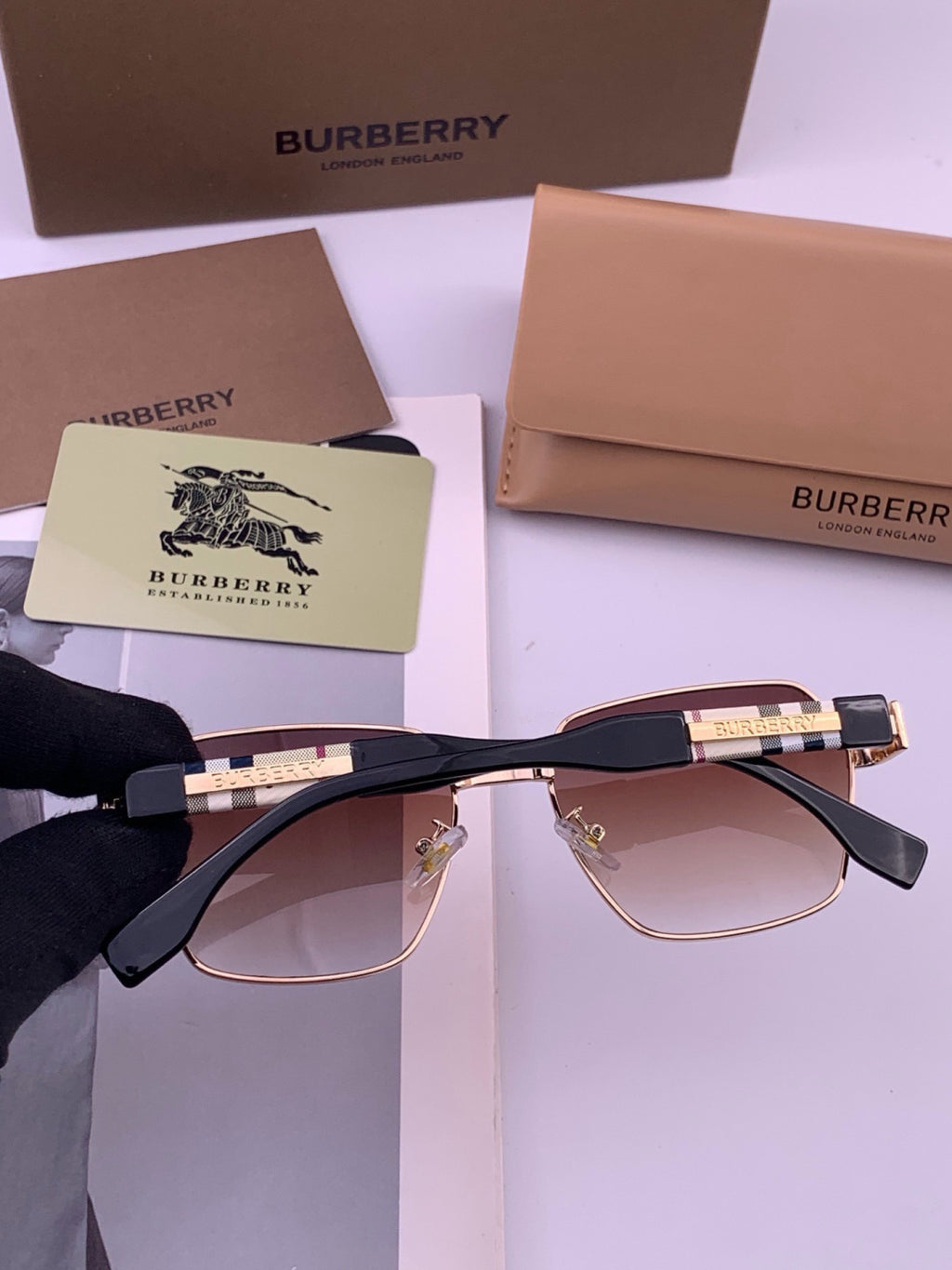 Burberry 101 Aviator Purple Lens Sunglasses for Men - detail image 3
