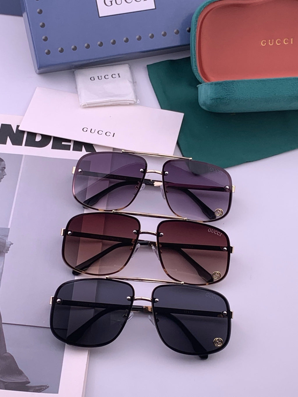 Gucci G41741 Aviator Black Lens Sunglasses for Men & Women - detail image 8