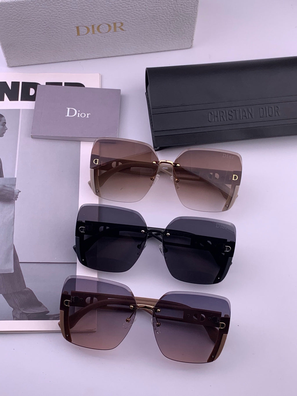 Dior CD6970 Square Gold Lens Sunglasses for Women - detail image 7