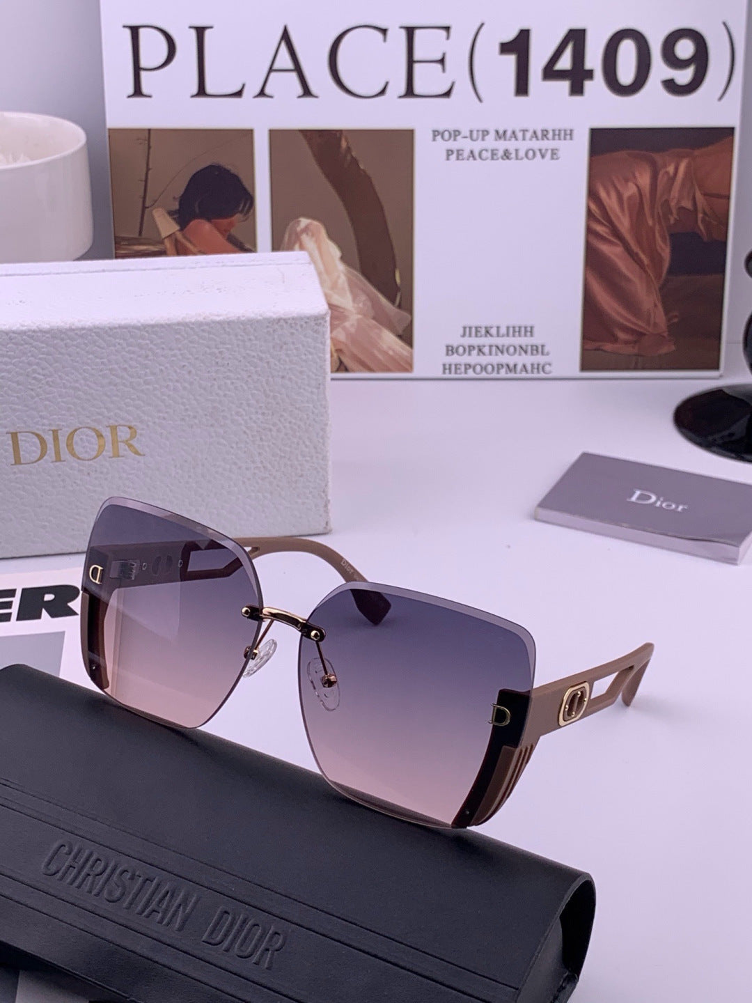 Dior CD6970 Square Gold Lens Sunglasses for Women - detail image 4