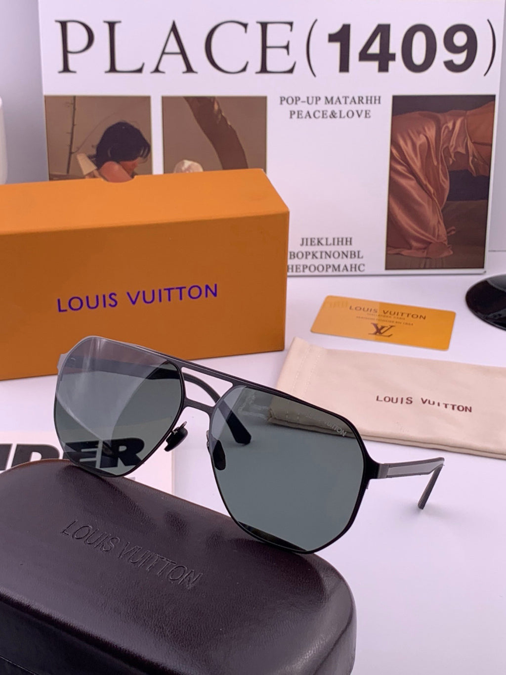 Louis Vuitton L6229 Polarized Aviator Blue Lens Sunglasses for Men - detail image 5