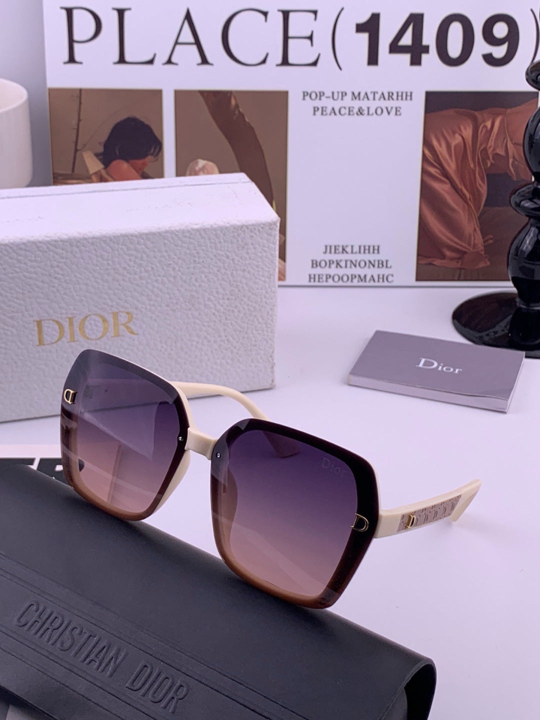 Dior D3200 Polarized Fashion Black Lens Sunglasses for Men & Women