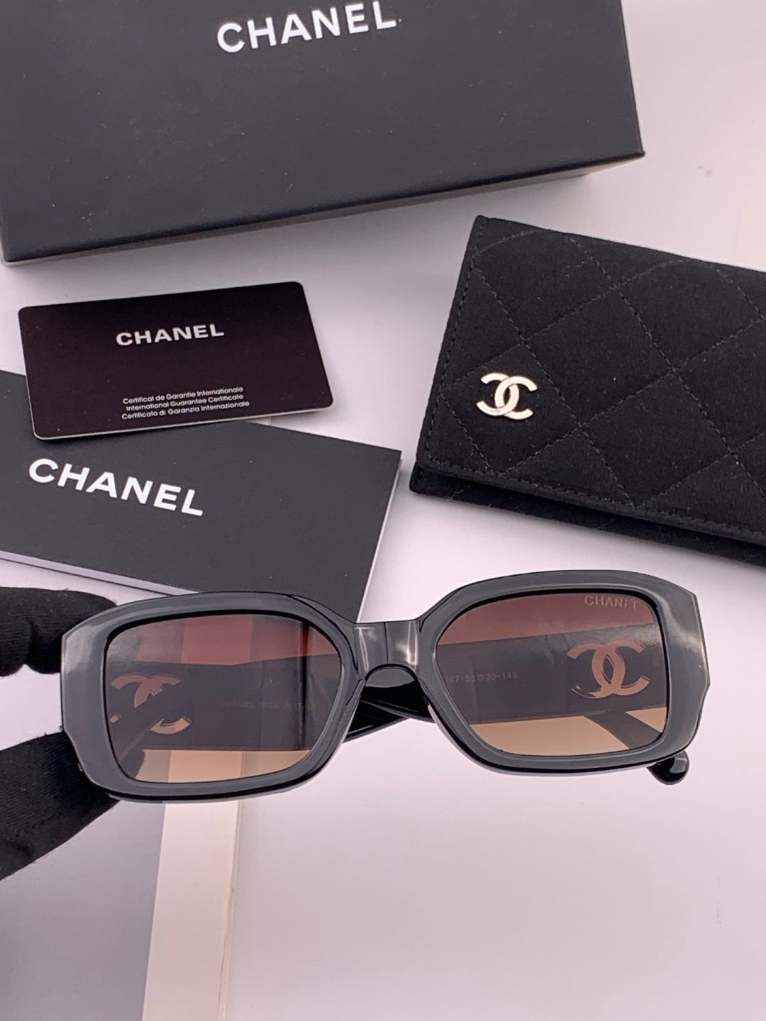 Chanel CH76910 Square Black Lens Sunglasses for Men & Women - 486581