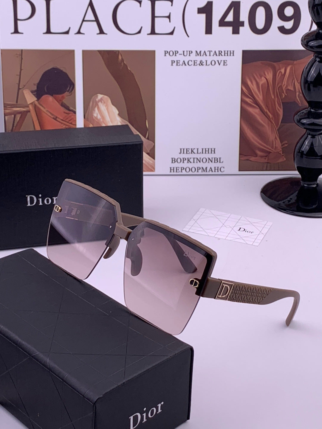 Dior D9805 Square Gold Lens Sunglasses for Men & Women - detail image 2