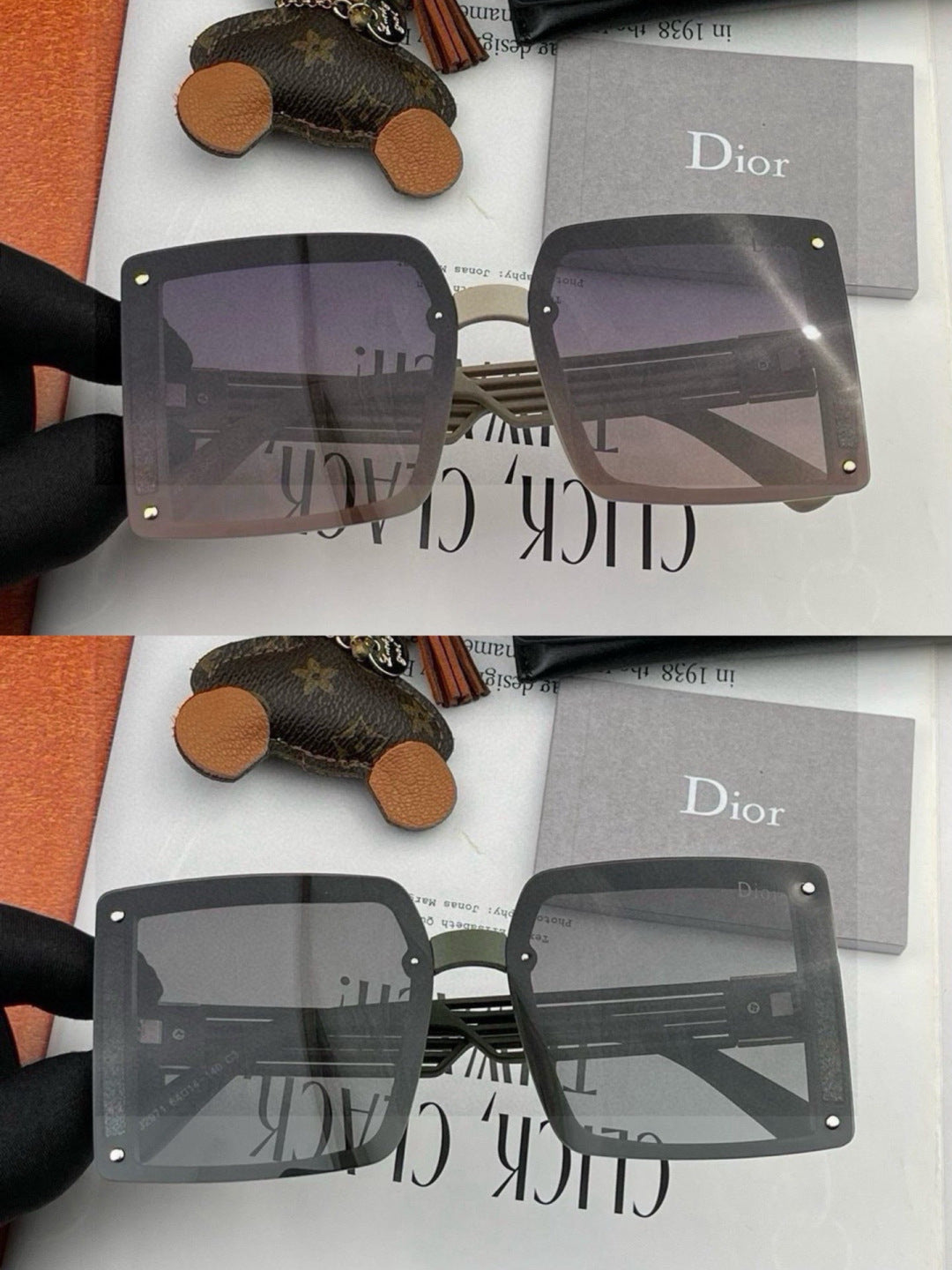 Dior D1297 Polarized Square Red Lens Sunglasses for Men & Women - detail image 3