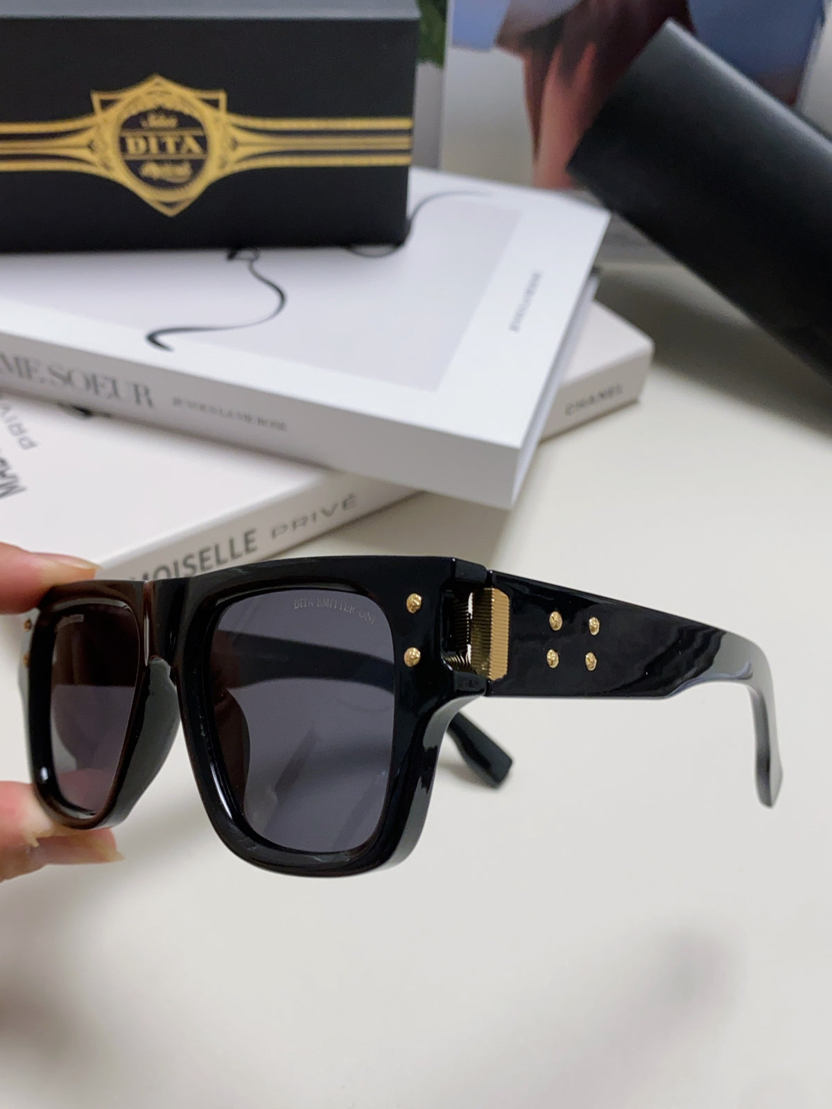 Dita Square Gray Lens Sunglasses for Men & Women - detail image 5