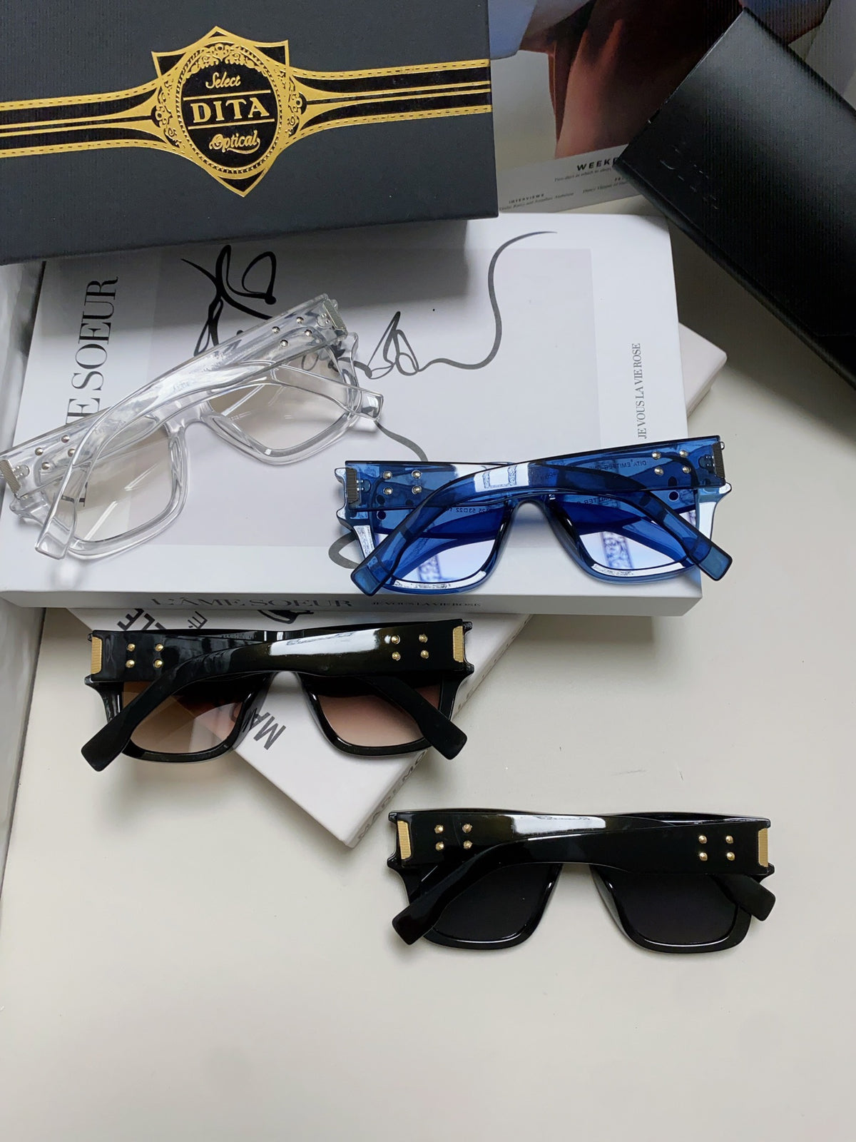 Dita Square Gray Lens Sunglasses for Men & Women - detail image 8