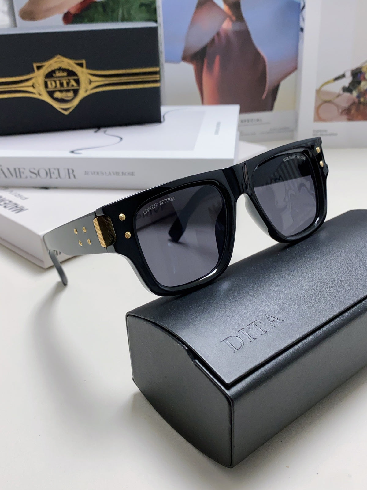 Dita Square Gray Lens Sunglasses for Men & Women - detail image 7