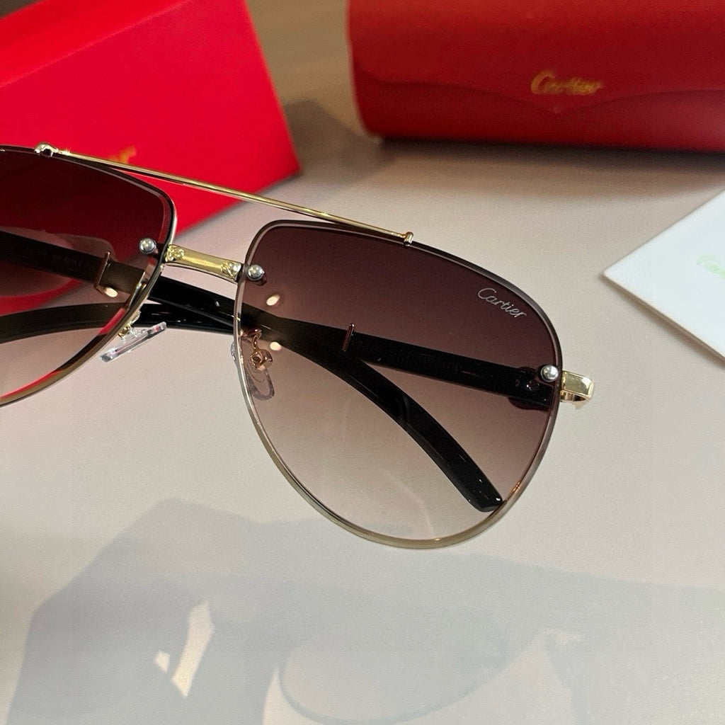 Cartier Aviator Brown Lens Sunglasses for Men - 449508 - detail image 5