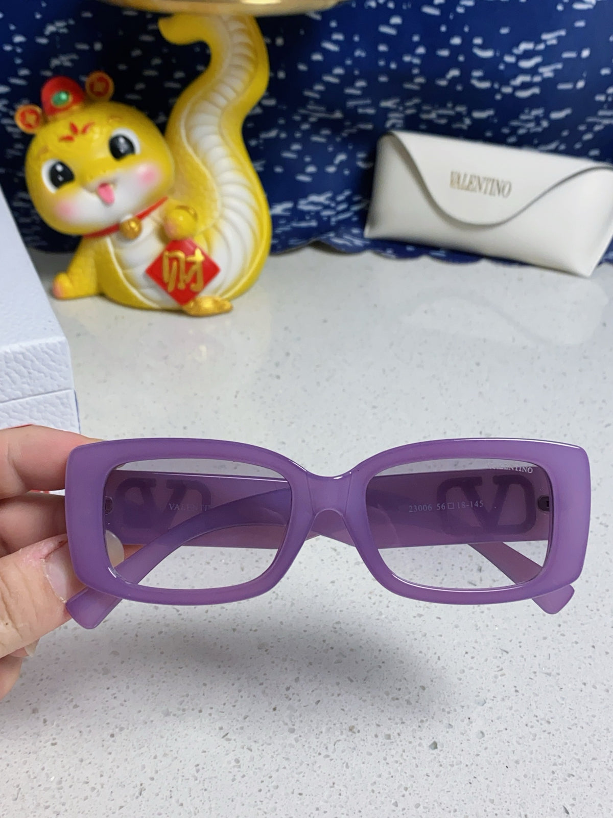 Valentino Square Purple Lens Sunglasses for Men & Women - detail image 4