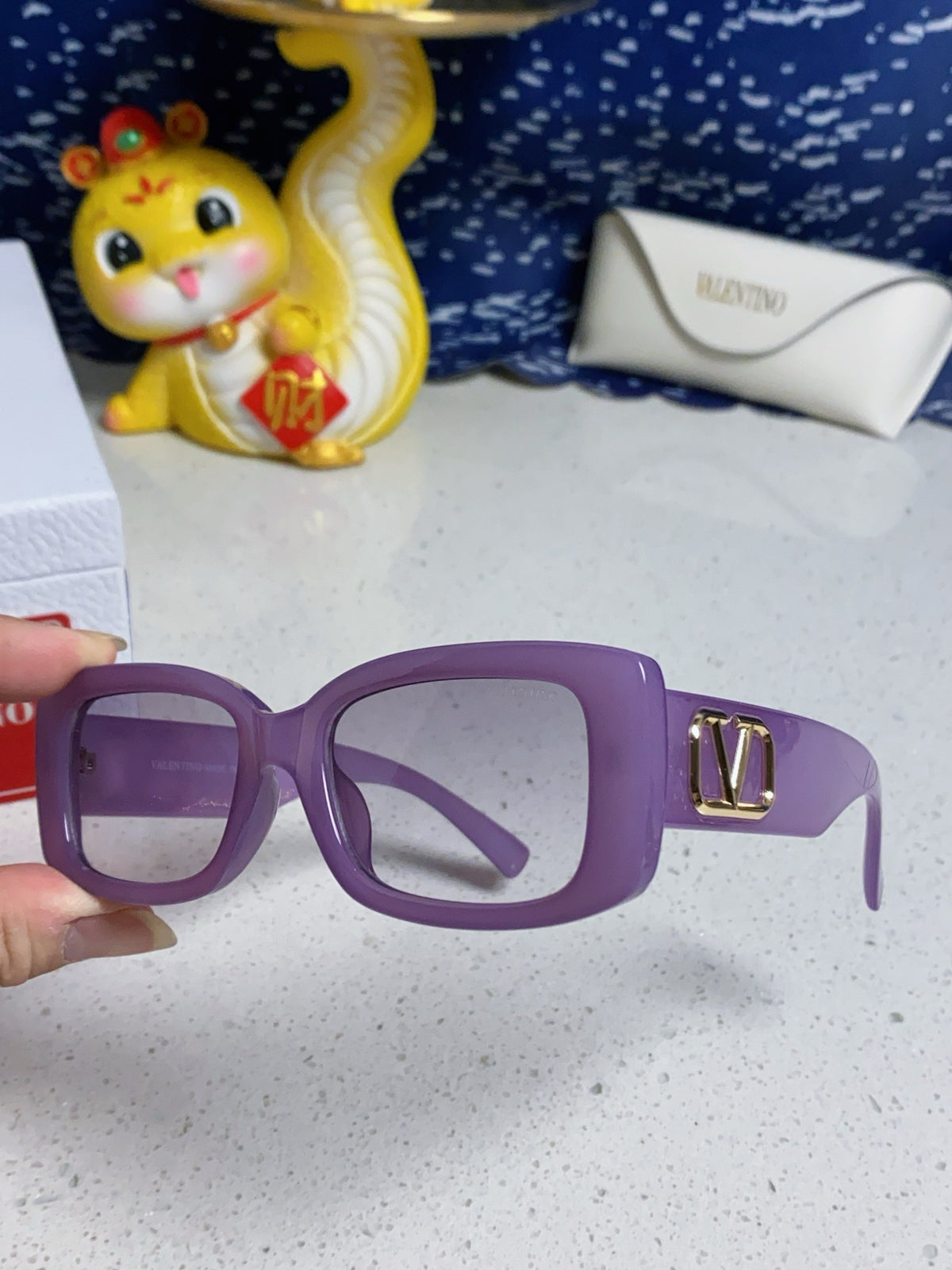 Valentino Square Purple Lens Sunglasses for Men & Women - detail image 6
