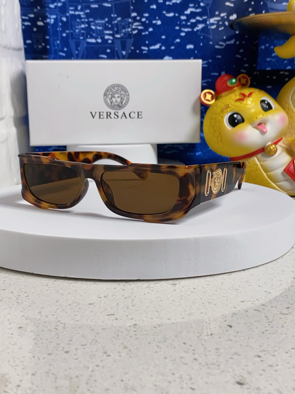 Versace Rectangular Brown Lens Sunglasses for Men & Women