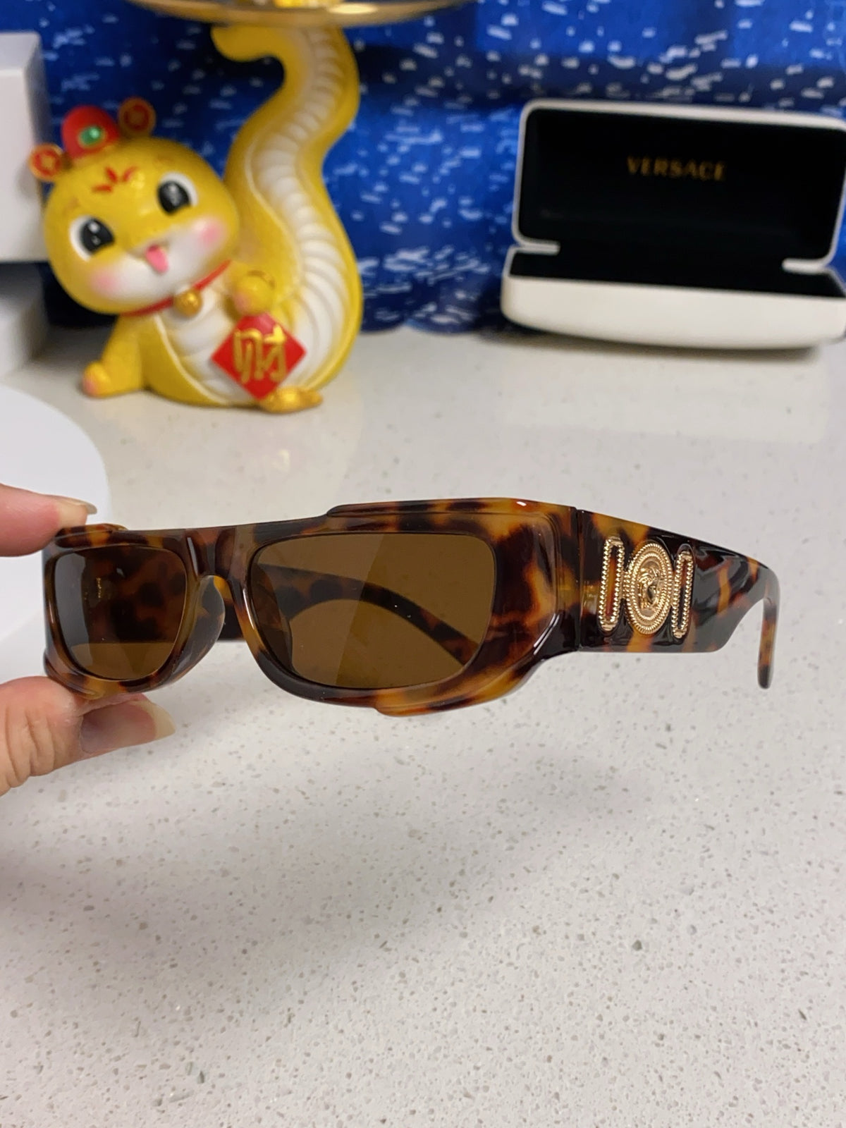 Versace Rectangular Brown Lens Sunglasses for Men & Women - 358793 - detail image 6