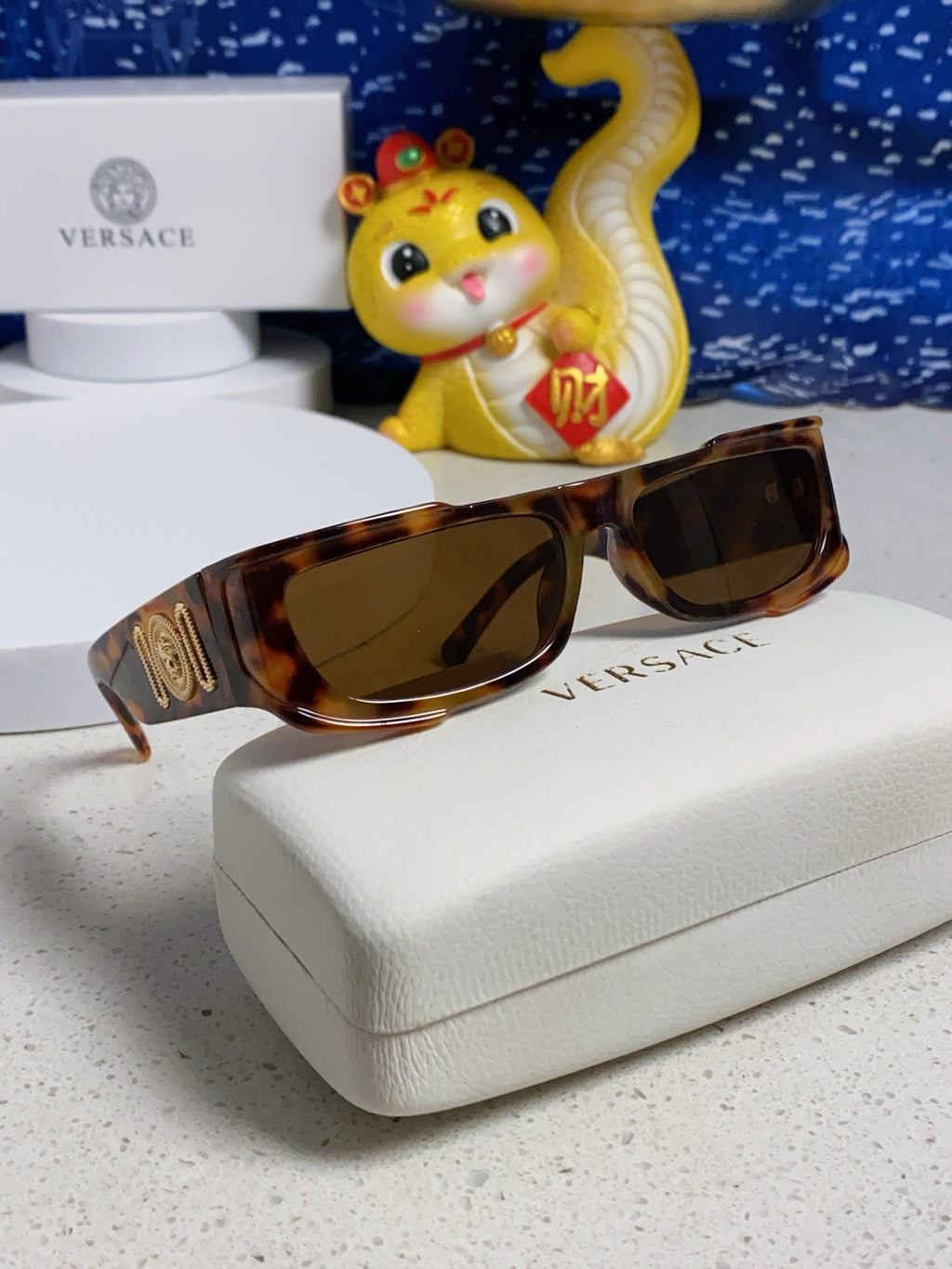 Versace Rectangular Brown Lens Sunglasses for Men & Women - 358793 - detail image 8