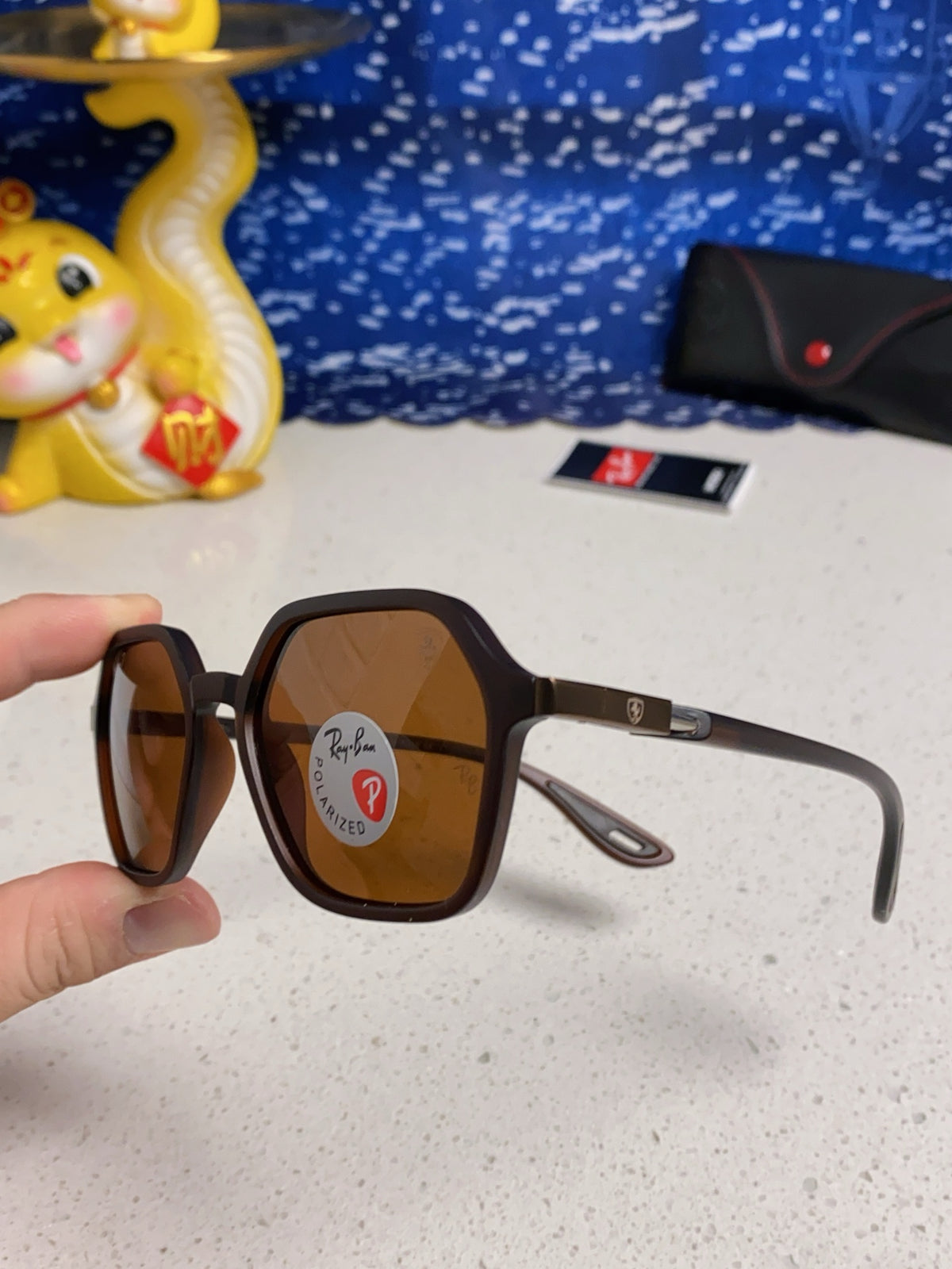 Ray-Ban BR8945 Polarized Square Brown Lens Sunglasses for Men & Women - detail image 6