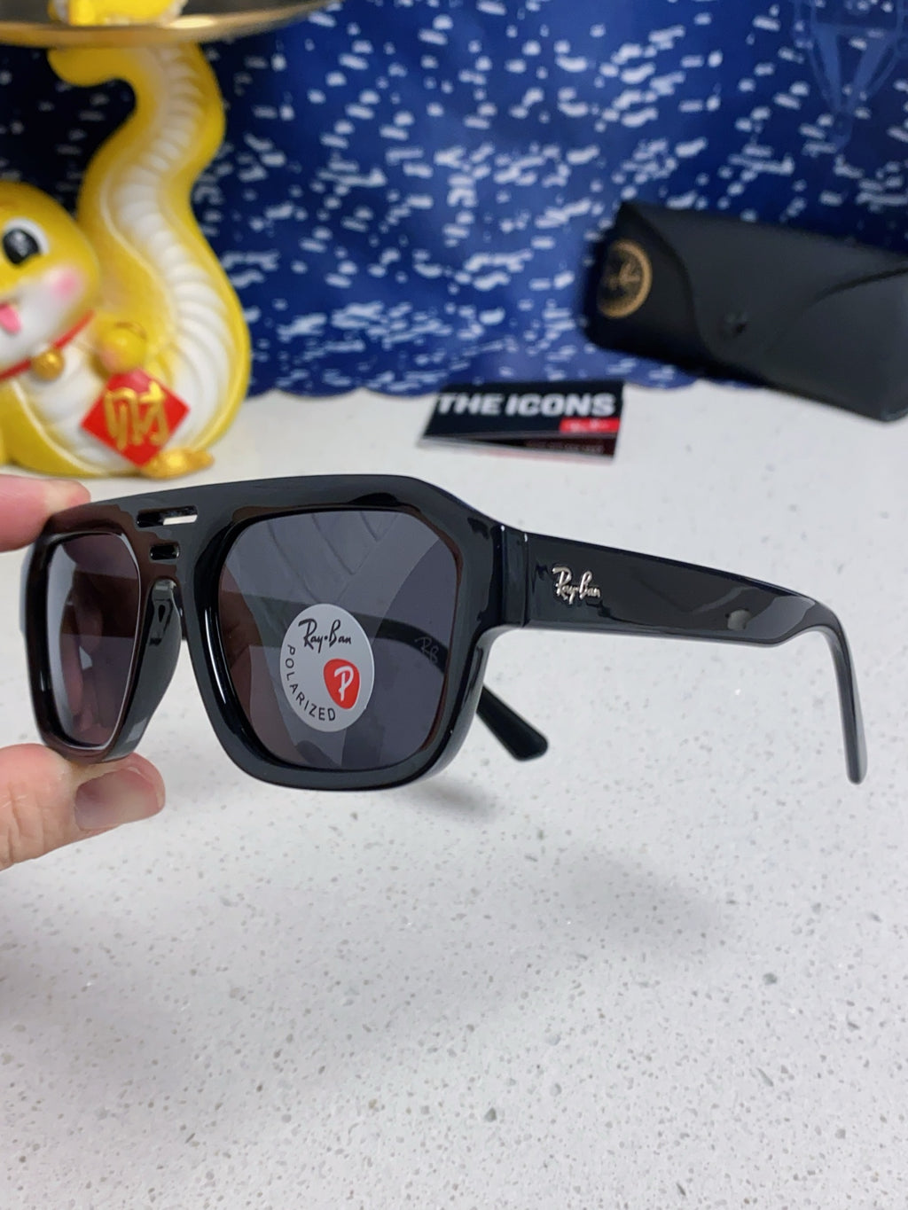 Ray-Ban RB4397 Polarized Square Silver Lens Sunglasses for Men & Women - detail image 6