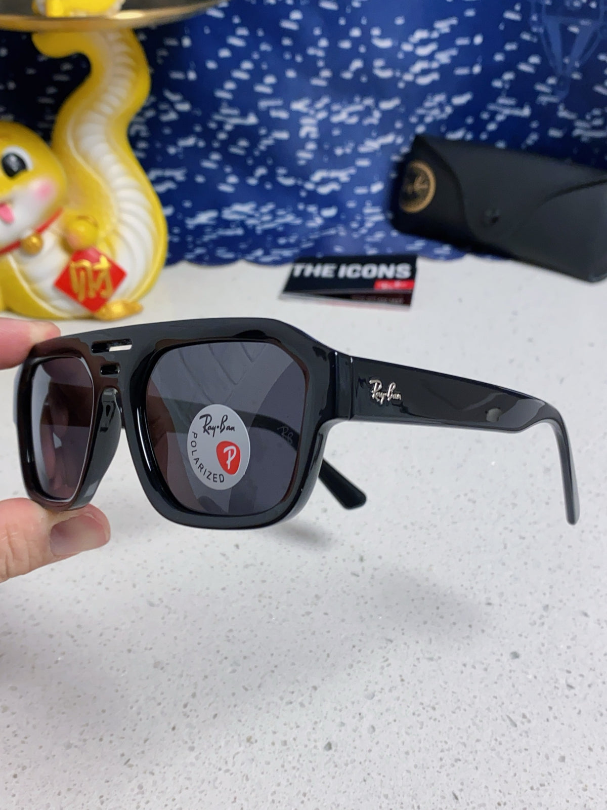 Ray-Ban RB4397 Polarized Square Silver Lens Sunglasses for Men & Women - detail image 6