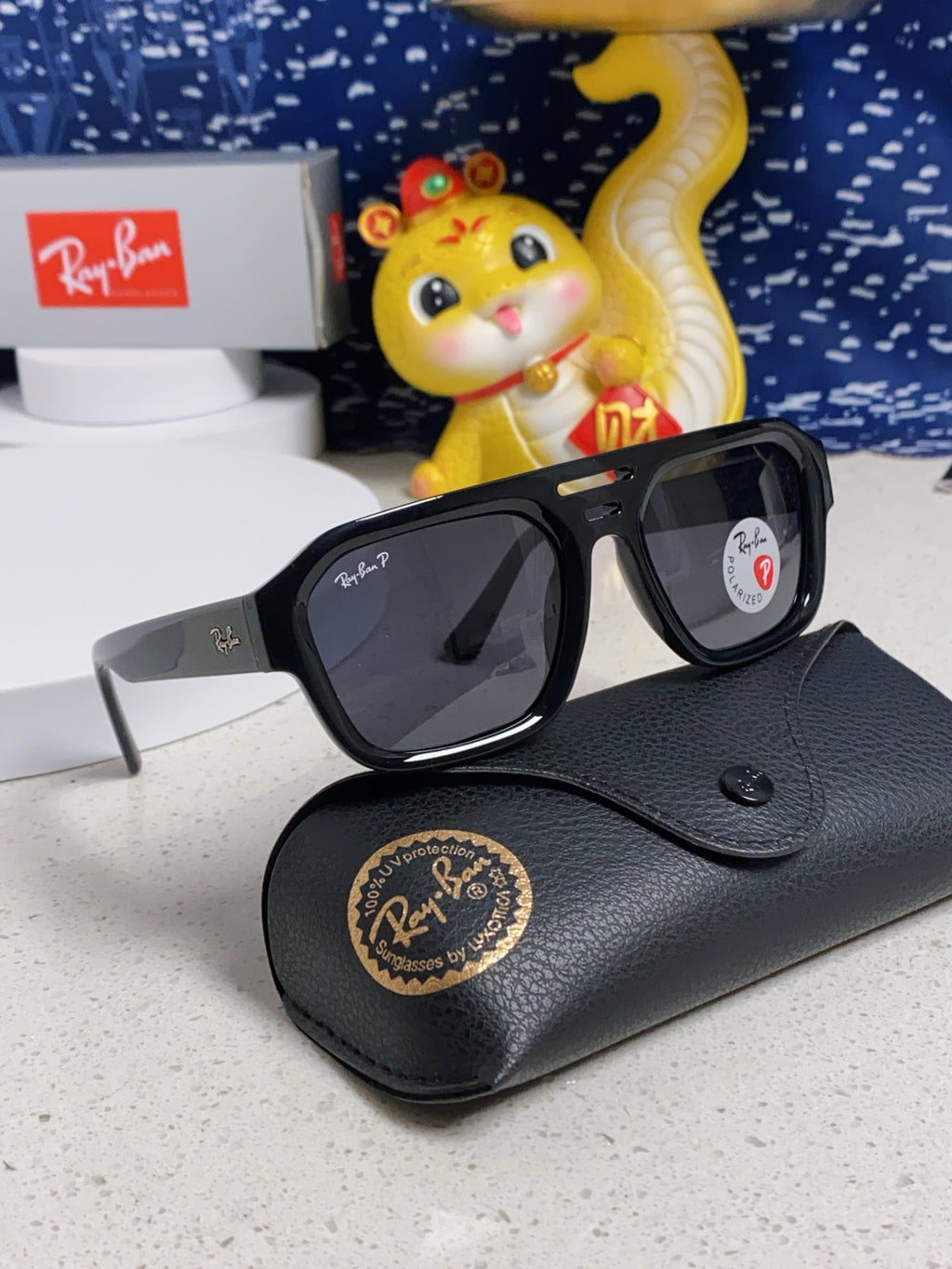 Ray-Ban RB4397 Polarized Square Silver Lens Sunglasses for Men & Women - detail image 9