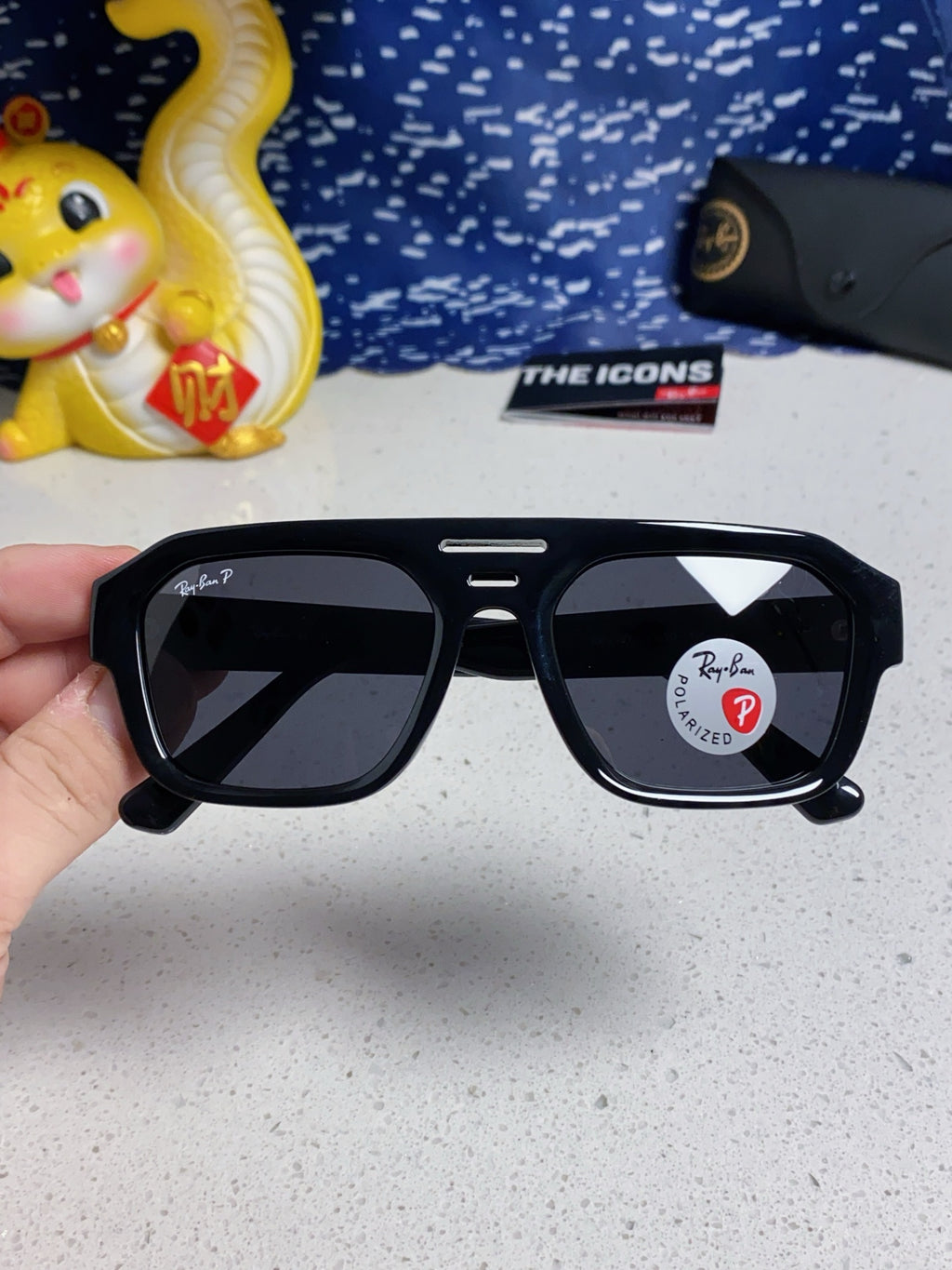 Ray-Ban RB4397 Polarized Square Silver Lens Sunglasses for Men & Women - detail image 4
