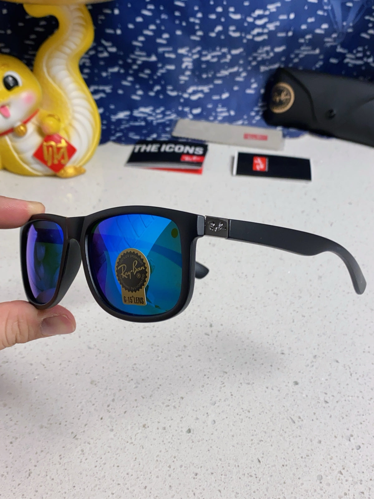 Ray-Ban RB4185 Aviator Blue Lens Sunglasses for Men & Women - detail image 7