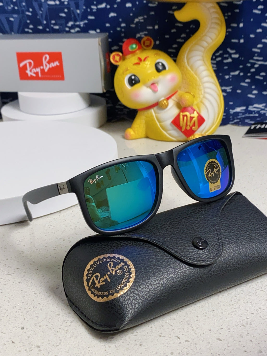 Ray-Ban RB4185 Aviator Blue Lens Sunglasses for Men & Women - detail image 9