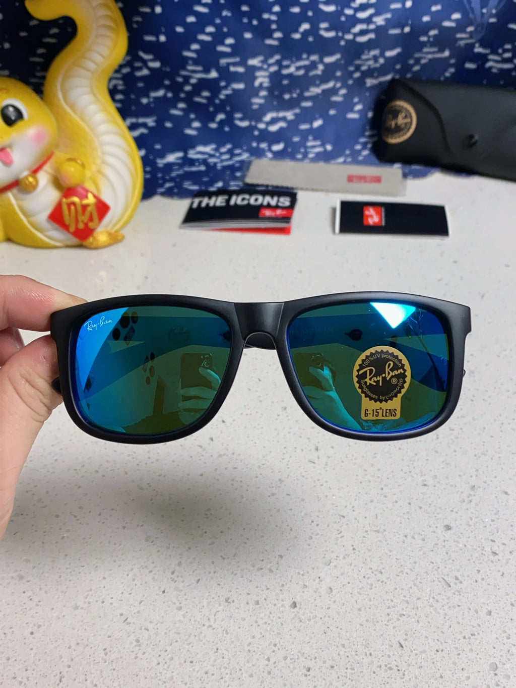 Ray-Ban RB4185 Aviator Blue Lens Sunglasses for Men & Women - detail image 5